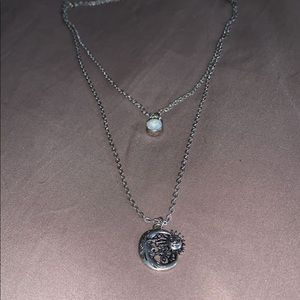 Silver Layered Sun & Moon Necklace| PacSun